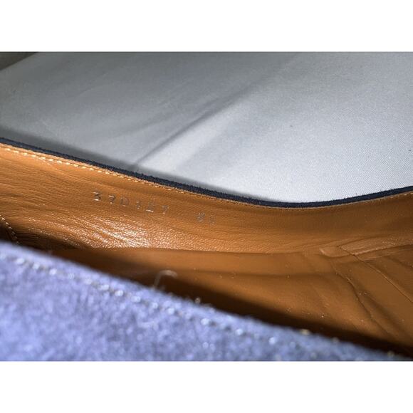 Aquatalia Pasha Size 8.5 Navy Blue Suede Block High Heel Pumps Pointy Toe Shoes - Picture 10 of 11